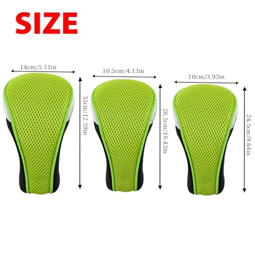 Andux Golf 460cc Driver Fairway Wood Club Head Covers 3pcs/Set Black/Green - Image 2