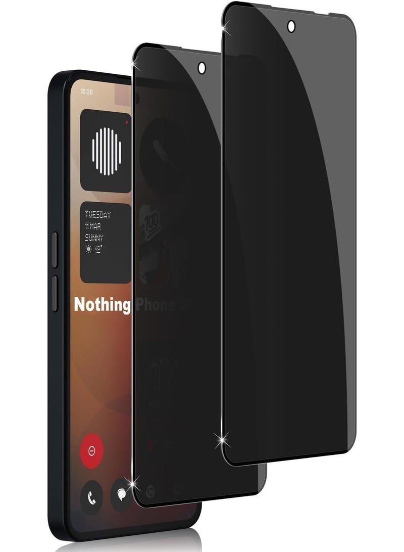 Muzz Privacy Screen Protector for Nothing Phone 3a Pro [2 Pack], Anti-Spy Tempered Glass Film, 9H Hardness, Anti Scratch, Anti Fingerprint, Bubble-Free, Anti-Spy Screen Protector for Nothing Phone (3a) Pro - Image 1