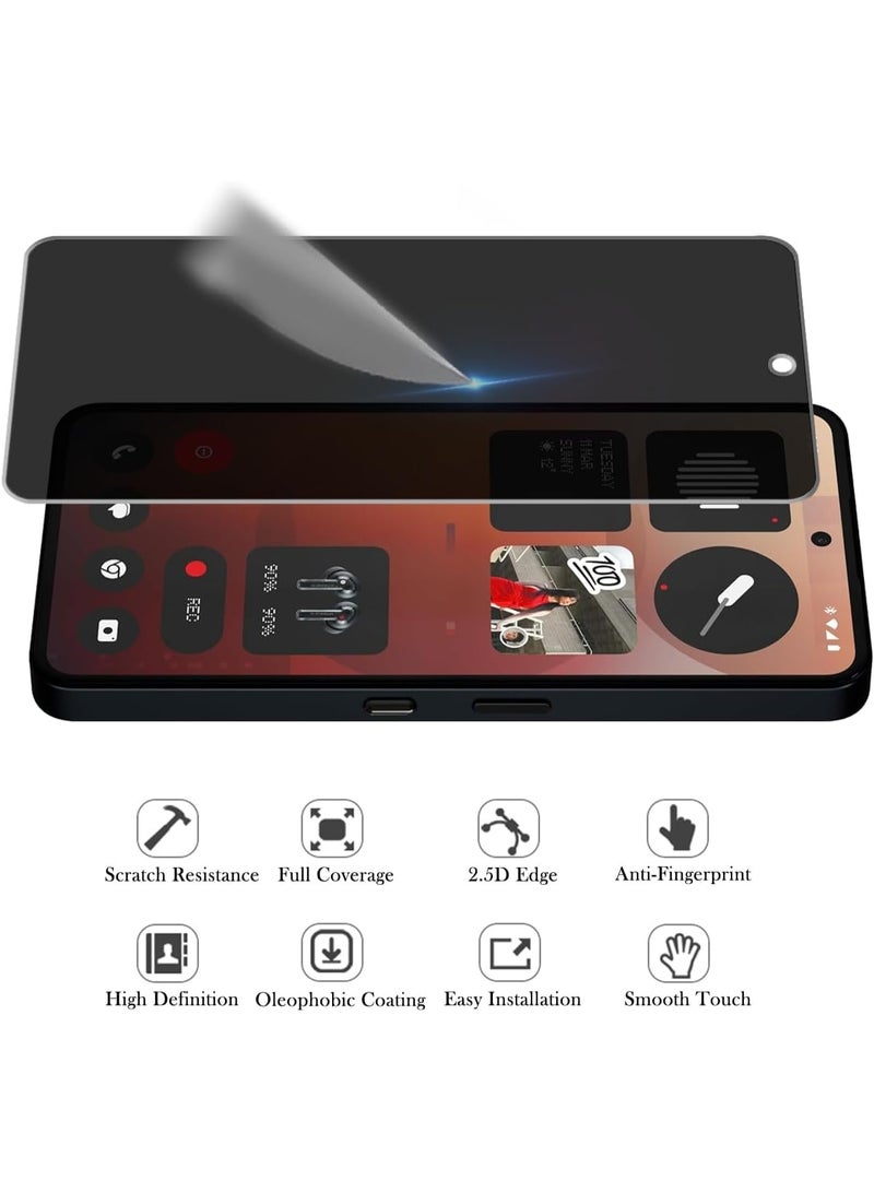 Muzz Privacy Screen Protector for Nothing Phone 3a Pro [2 Pack], Anti-Spy Tempered Glass Film, 9H Hardness, Anti Scratch, Anti Fingerprint, Bubble-Free, Anti-Spy Screen Protector for Nothing Phone (3a) Pro - Image 2