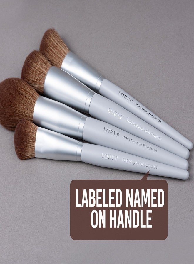 LORYP Makeup Brush Set Soft Vegan Professional Cosmetic Brushes for Face & Eyes Gray 20 Pcs Full-Size - Image 5