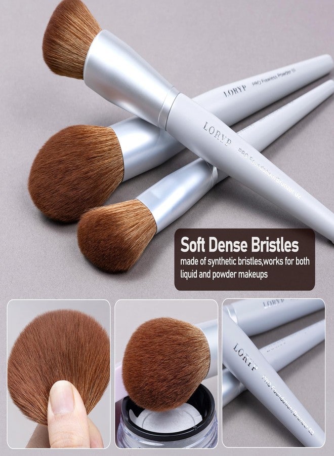 LORYP Makeup Brush Set Soft Vegan Professional Cosmetic Brushes for Face & Eyes Gray 20 Pcs Full-Size - Image 4