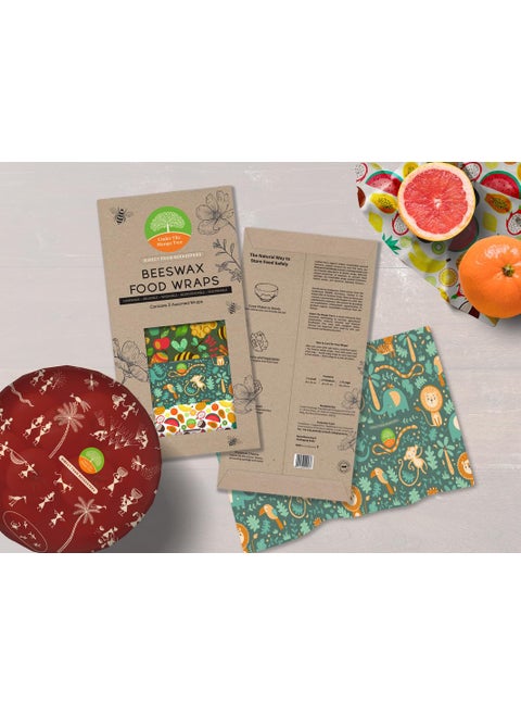 UNDER THE MANGO TREE UTMT Reusable Beeswax Wrap Set of 3 Sustainable Biodegradable Zero Waste PlasticFree Food Storage Solution for Cheese Fruits Vegetables and Snacks