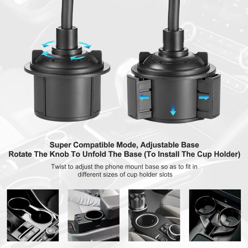 YUHENG Car Cup Holder Mount with 360Â° Rotation Adjustable Gooseneck,Car Phone Holder Mount for All Smartphones Cup Holder Cell Phone Automobile Cradles - Image 4