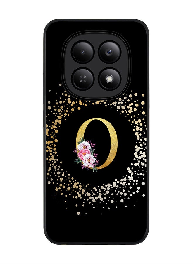 For Xiaomi Redmi Note 15 4G Case,Slim fit Camera Protection, Shockproof Thin Phone cover  - Custom Monogram Floral - O ( Black )