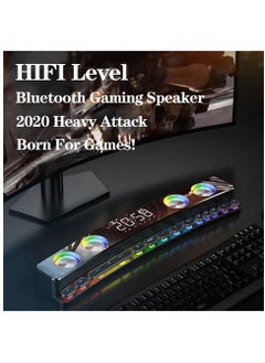 SOAIY Wireless HiFi Speaker Computer Game Subwoofer Bluetooth Speaker 3600mAh Sound Bar Stereo Music Player Clock 3D Stereo Bass Surround Sound Box 3.5mm Audio Input for PC Laptop  - Image 4