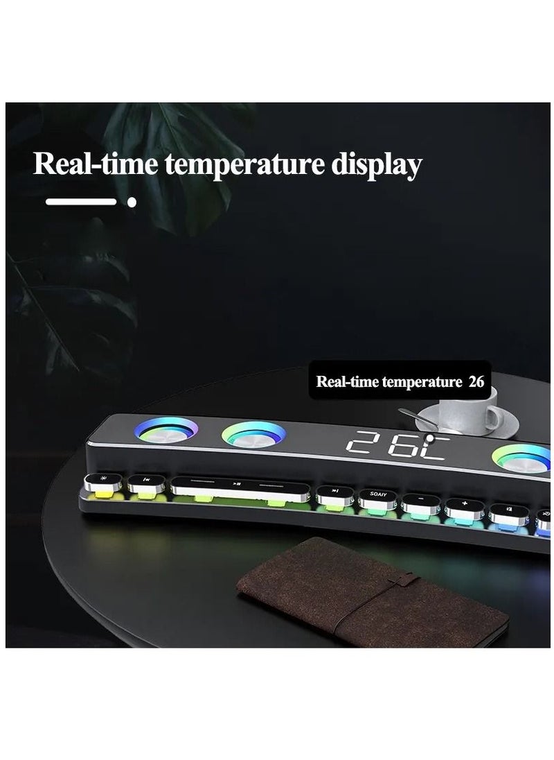 SOAIY - Wireless HiFi Speaker Computer Game Subwoofer Bluetooth Speaker 3600mAh Sound Bar Stereo Music Player Clock 3D Stereo Bass Surround Sound Box 3.5mm Audio Input for PC Laptop - Image 1