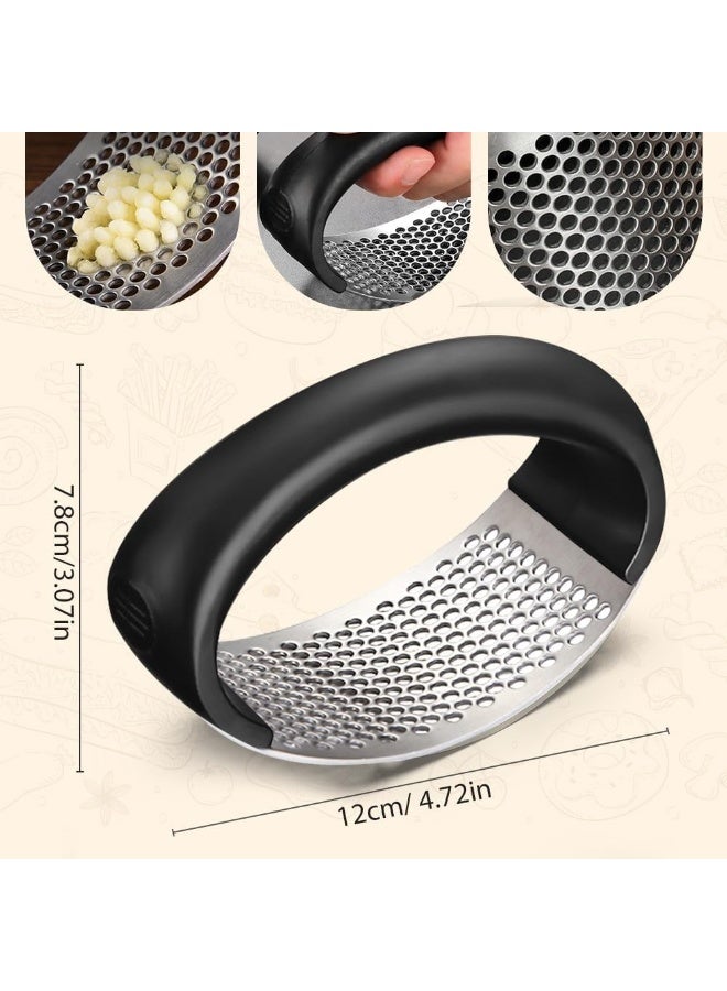 SANMUGEED Garlic Press Rocker, New Mincer Crusher Masher With Peeling Drum, Stainless Steel Kitchen Gadget(Black+Gray) - Image 5