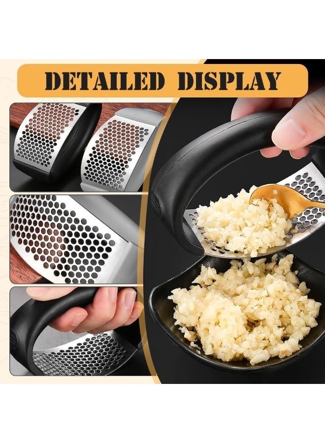 SANMUGEED Garlic Press Rocker, New Mincer Crusher Masher With Peeling Drum, Stainless Steel Kitchen Gadget(Black+Gray) - Image 2