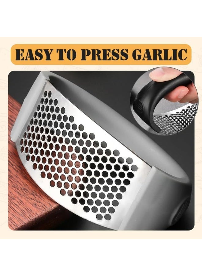 SANMUGEED Garlic Press Rocker, New Mincer Crusher Masher With Peeling Drum, Stainless Steel Kitchen Gadget(Black+Gray) - Image 4