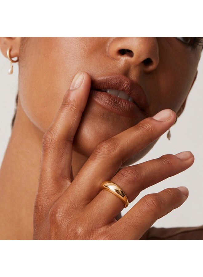 PAVOI 14K Gold Plated Chunky Dome Ring |Puffy Dome Stackable Rings | Chunky Signet Ring for Women, 7, Vermeil Yellow, No Gemstone - Image 2