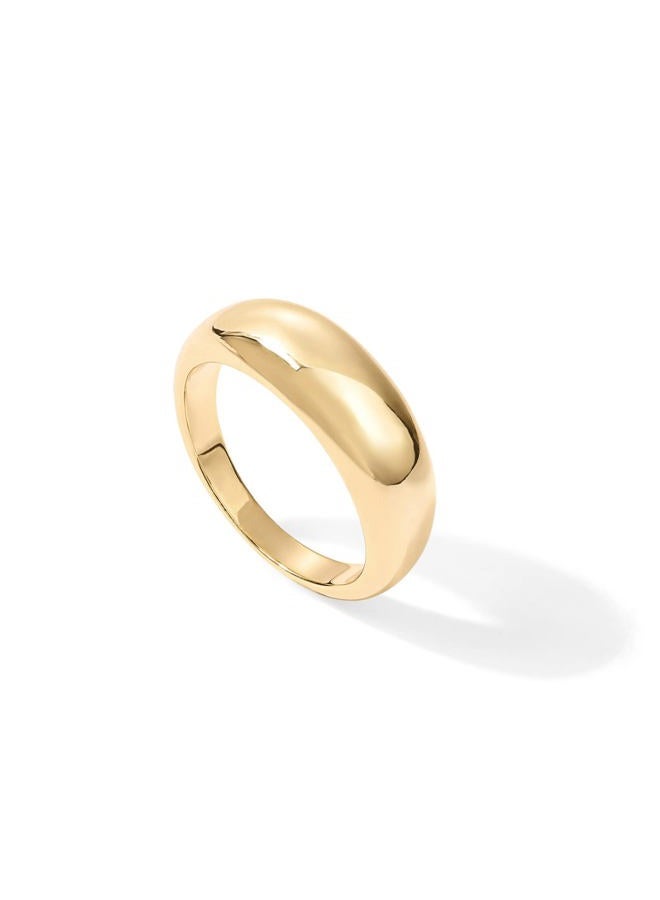 PAVOI 14K Gold Plated Chunky Dome Ring |Puffy Dome Stackable Rings | Chunky Signet Ring for Women, 7, Vermeil Yellow, No Gemstone - Image 1