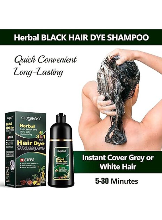 اوجياس 500 مللي شامبو صبغ الشعر الأسود ، 3 في 1 شامبو الشعر الأسود العشبي الطبيعي يغطي الشعر الرمادي في 10 دقائق شامبو صبغ الشعر (أسود) - Image 4