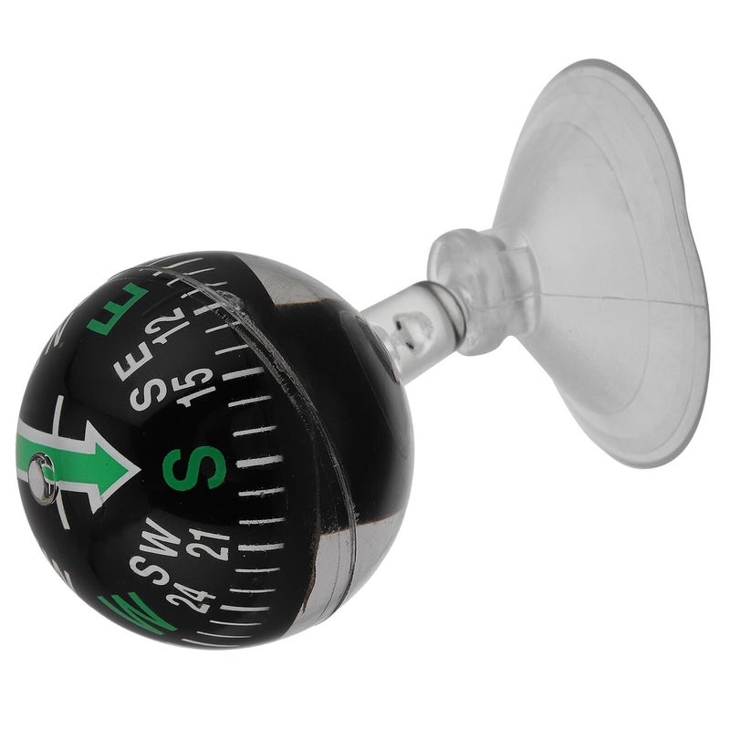 Totority 38mm Black Plastic Ball Car Dashboard Mount Navigation Compass With Suction Cup For Indoor And Outdoor Use - Image 2