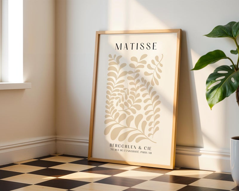 TNESSENTIAL Beige Matisse Print – Botanical Leaf Wall Art | Minimalist Cream Wall Art Poster | Modern Beige Matisse Art Print for Neutral Interiors - Image 2