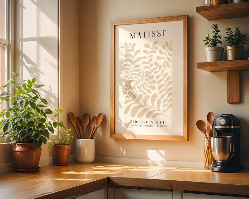TNESSENTIAL Beige Matisse Print – Botanical Leaf Wall Art | Minimalist Cream Wall Art Poster | Modern Beige Matisse Art Print for Neutral Interiors - Image 4