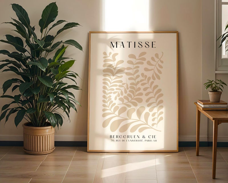 TNESSENTIAL Beige Matisse Print – Botanical Leaf Wall Art | Minimalist Cream Wall Art Poster | Modern Beige Matisse Art Print for Neutral Interiors - Image 5