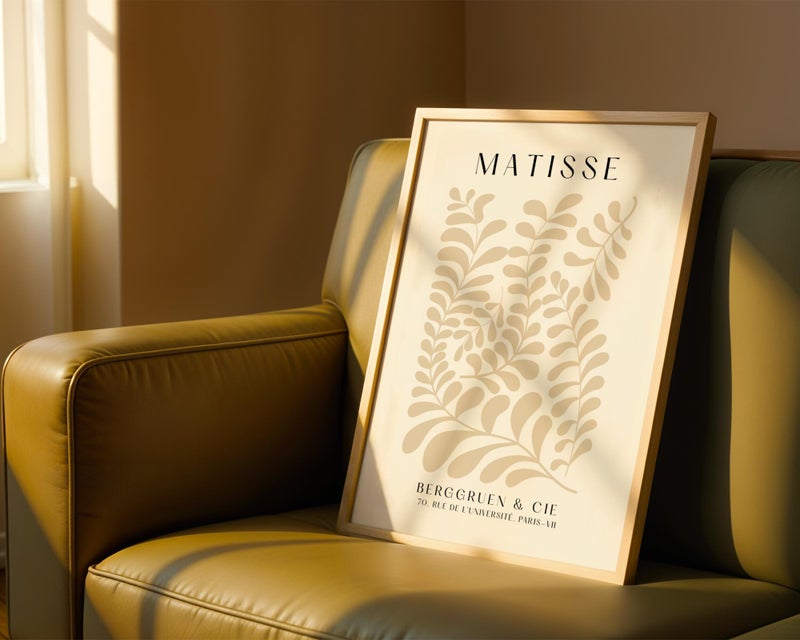 TNESSENTIAL Beige Matisse Print – Botanical Leaf Wall Art | Minimalist Cream Wall Art Poster | Modern Beige Matisse Art Print for Neutral Interiors - Image 3