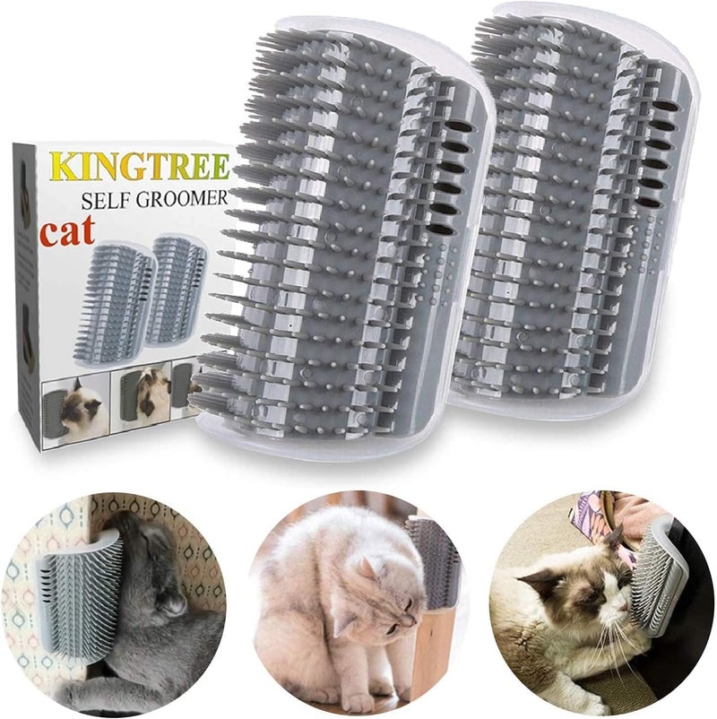 Kingtree Cat Corner Scratcher Self Groomer with Catnip, 2 Pack Softer Cat Face Scratchers Wall Corner Grooming Massage Combs for Long & Short Fur Cats - Image 1