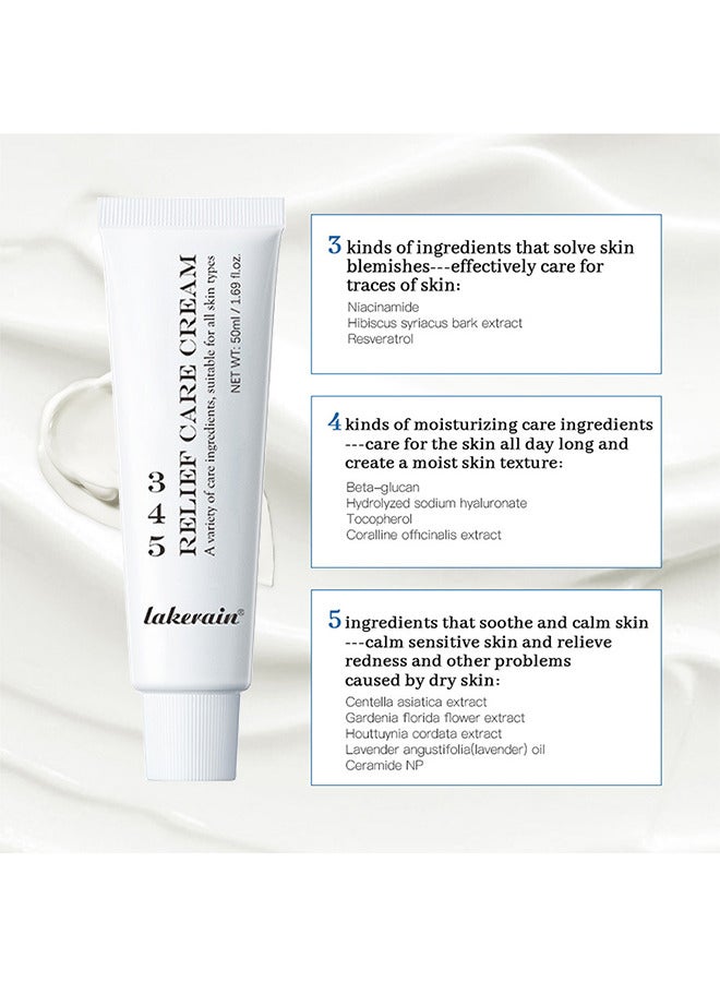 lakerain 345 Relief Care Cream Face Moisturizer With Niacinamide, Blemish Care And Soothing Vegan Korean Skincare For All Skin Types, 50ML - Image 4