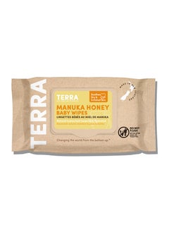 Terra Pack of 70 Bamboo Baby Wipes Pure New Zealand Water & Manuka Honey  Biodegradable Bamboo Fiber For Sensitive Skin And Keeps Skin Hydrated - Soothes Dry And Irritated Skin - 0+ Months  - Image 1