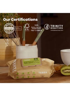 Terra Pack of 70 Bamboo Baby Wipes Pure New Zealand Water & Manuka Honey  Biodegradable Bamboo Fiber For Sensitive Skin And Keeps Skin Hydrated - Soothes Dry And Irritated Skin - 0+ Months  - Image 4