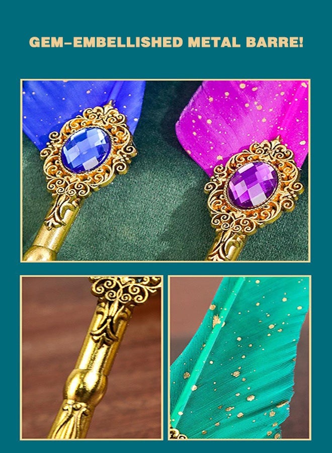 أورجنيزر مجموعة خط عتيقة مع رؤوس أقلام، ومجموعة أقلام ريشة وحبر، ومجموعة خط مع رؤوس أقلام غمس ومجموعة ختم شمع، وحوامل مزخرفة، وصندوق هدايا - Image 3