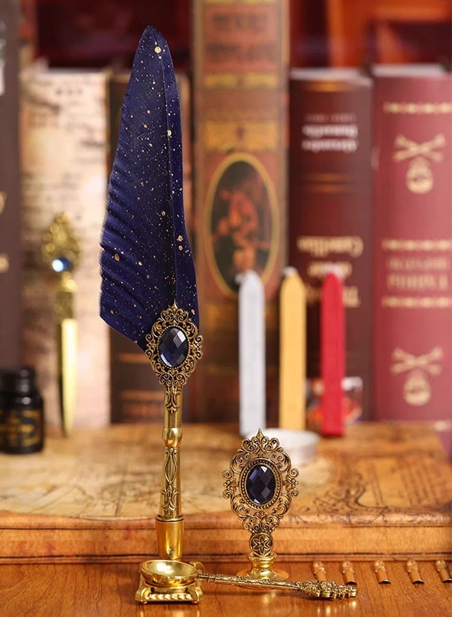 أورجنيزر مجموعة خط عتيقة مع رؤوس أقلام، ومجموعة أقلام ريشة وحبر، ومجموعة خط مع رؤوس أقلام غمس ومجموعة ختم شمع، وحوامل مزخرفة، وصندوق هدايا - Image 2