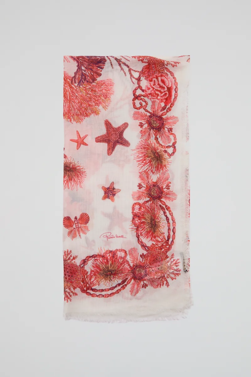 Roberto Cavalli  Roberto Cavalli Coral Reef Print Scarf for Women | Best Price UAE