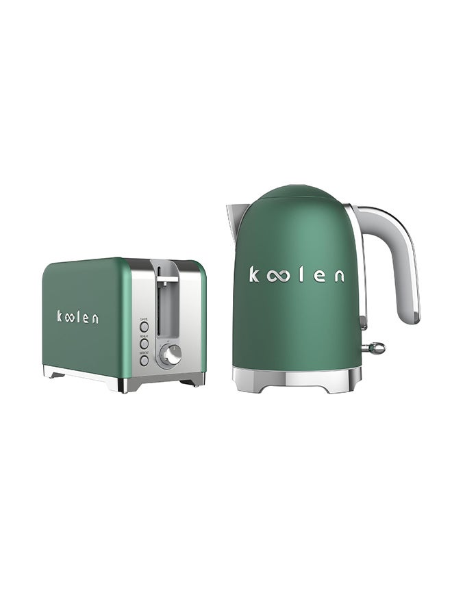 KOOLEN 2-Slice Toaster Set - 930W with Stainless Steel Electric Kettle - 2200W - 1.7L - 800104018-1 930 W 800104018-1 Green - Image 1