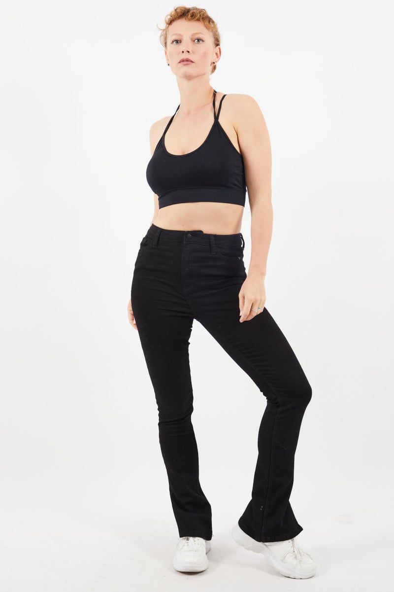 Cropp Women Regular Fit Stretchable Denim Jeans, Black - Image 2