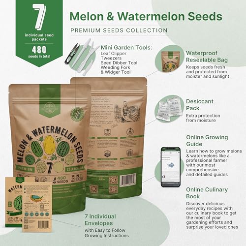 Organo Republic 7 Melon & Watermelon Seeds Variety Pack 480+ Non-GMO Heirloom Fruit Seeds for Planting Fruits in Individual Seed Packets, Home Garden Seeds for Hydroponic, Indoor & Outdoors Gardening - Image 2