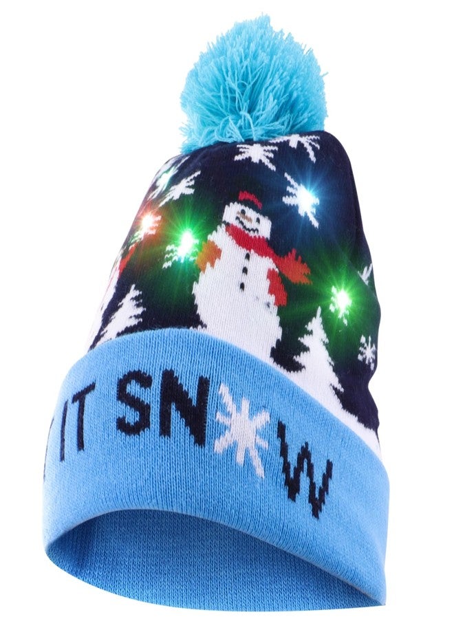 COSYOO LED Light Up Knitted Beanie Hat with 6 Colorful LEDs, Elastic Holiday Hat for Adults & Teens, Christmas New Year Gift Snow - Image 1