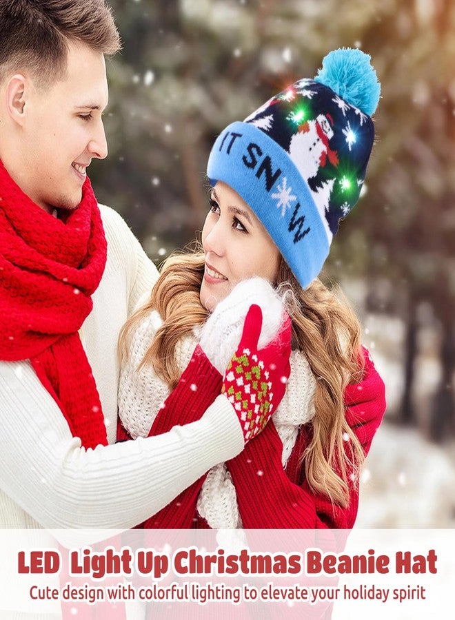COSYOO LED Light Up Knitted Beanie Hat with 6 Colorful LEDs, Elastic Holiday Hat for Adults & Teens, Christmas New Year Gift Snow - Image 2