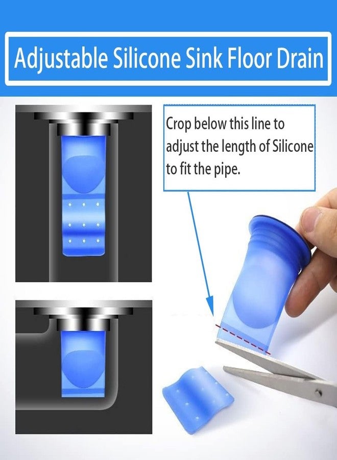 Potency 2-Pieces Drain Backflow Preventer, One Way Valve, Adjustable Silicone Sink Floor Drain Trap for Pipes Tubes in Toilet Bathroom Kitchen (Blue) - Image 5