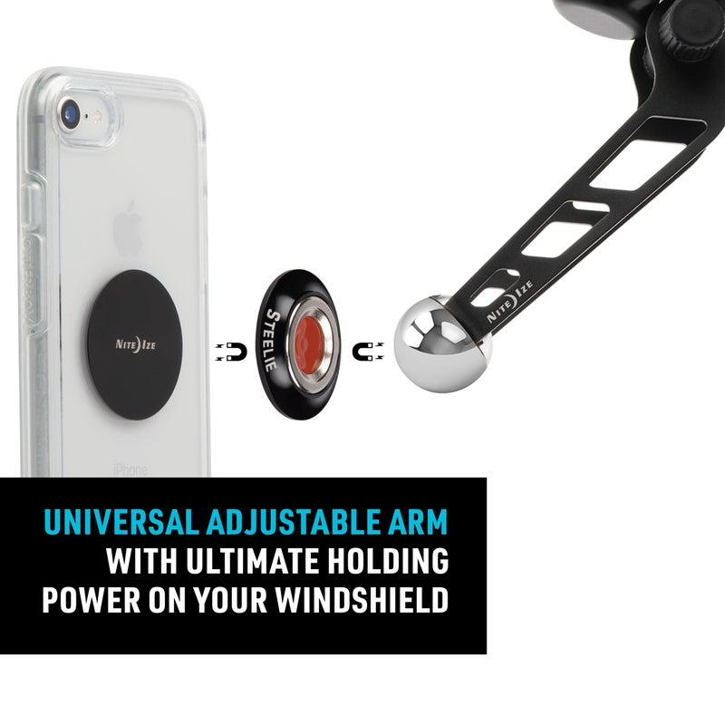 Nite Ize Steelie Windshield Mount - Phone Holder for Car Windshield - Alternative to Car Dashboard & Vent Phone Mounts - Compatible with Steelie Magnetic Mounting System - Black - Image 4