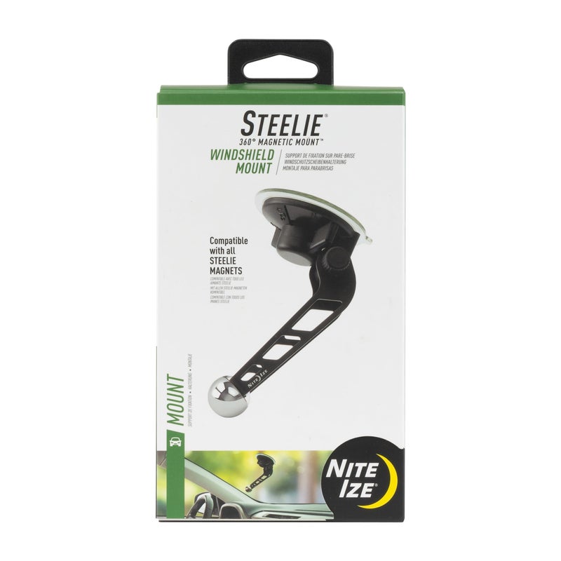 Nite Ize Steelie Windshield Mount - Phone Holder for Car Windshield - Alternative to Car Dashboard & Vent Phone Mounts - Compatible with Steelie Magnetic Mounting System - Black - Image 1