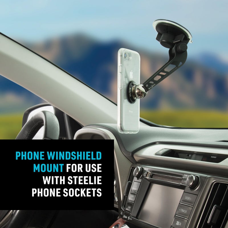 Nite Ize Steelie Windshield Mount - Phone Holder for Car Windshield - Alternative to Car Dashboard & Vent Phone Mounts - Compatible with Steelie Magnetic Mounting System - Black - Image 3