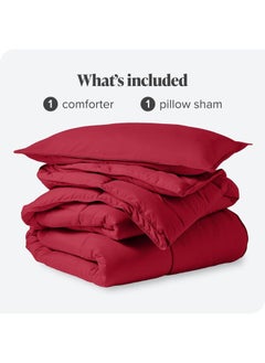 Home of linens Cotton - Plain - 3 Pieces Heavy Comforter Set - 4Kgs - Down Alternative Filling - (For Matress 180cm/200cm) - Size  (250cm x 240cm) + 2 Pillow Case Covers (50cm x 70cm) - Burgundy  - Image 4
