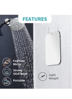 SYOSI Shower Mirror Fogless for Shaving Mirror for Showe, Medium Mirror for Wall Hanging, Camping Travel Mirrors, Unbreakable Handheld Locker, Makeup Plastic, Fog Free Shave Anti Fog Proof, Bathroom  - Image 2