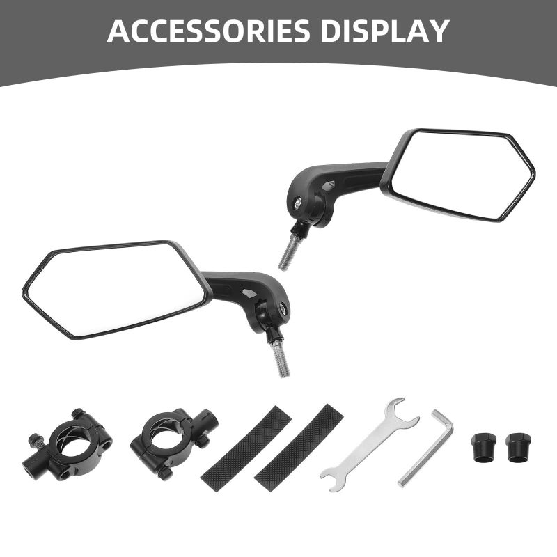 Wide View Convex Rearview Mirrors Pair Foldable Rotatable for Bicycle Motorcycle Handlebar Mount - Image 4
