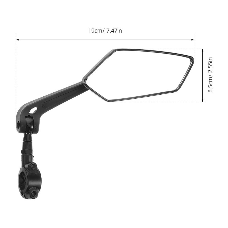Wide View Convex Rearview Mirrors Pair Foldable Rotatable for Bicycle Motorcycle Handlebar Mount - Image 3