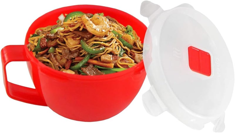 HomeX Microwave Bowl with Lid  Ramen Bowl Microwavable with Steam Release Vents and Easy Locking Clips  BPAFree Dishwasher Safe 32oz Soup Mug with Handle Microwave Safe - Image 2