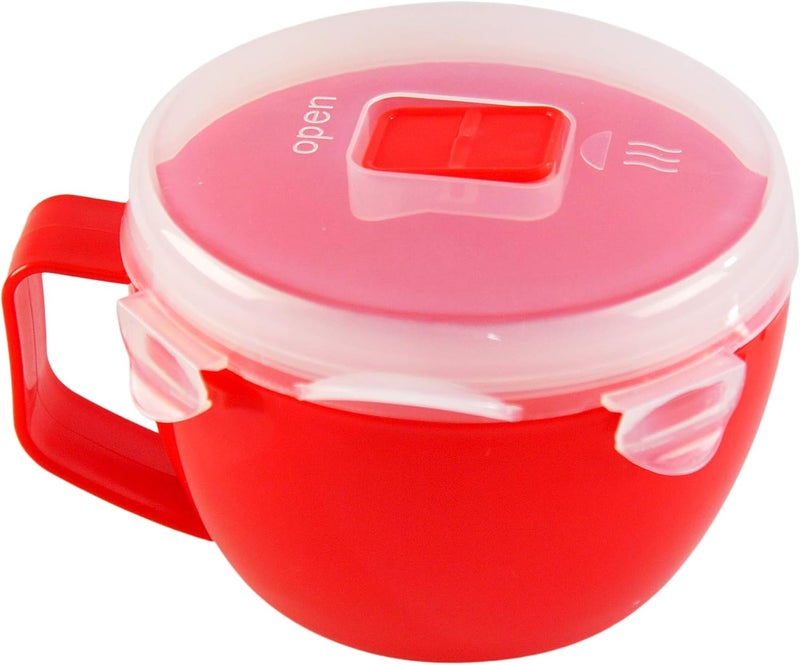 HomeX Microwave Bowl with Lid  Ramen Bowl Microwavable with Steam Release Vents and Easy Locking Clips  BPAFree Dishwasher Safe 32oz Soup Mug with Handle Microwave Safe - Image 1