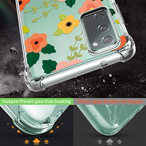 Osophter for Galaxy S20 FE 5G Case Clear Transparent Reinforced Corners TPU Shock-Absorption Flexible Cell Phone Cover for Samsung Galaxy S20 FE 5G(Pink Teal) - Image 3