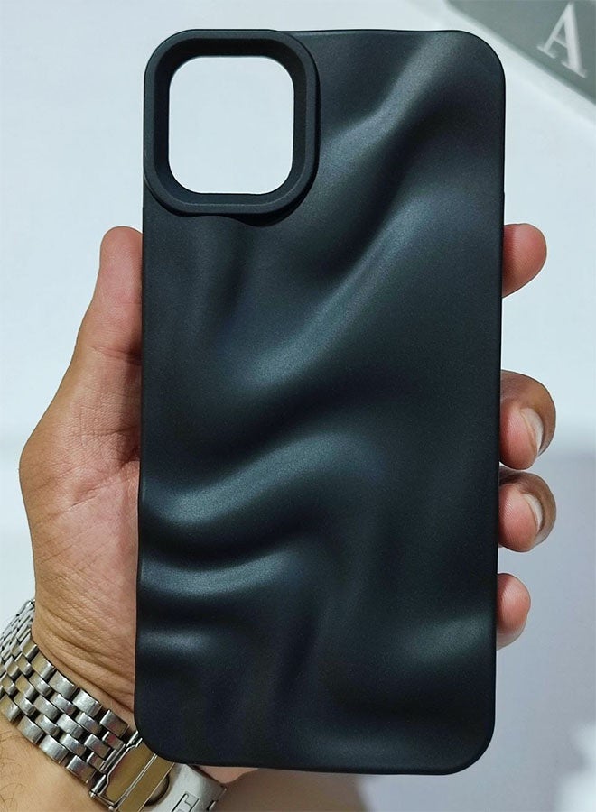Premium Matte Case Compatible with iPhone 11 Pro Max, Featuring a 3D Wave Design, Durable Material for Shock and Scratch Protection, a Comfortable Feel, and a Stylish Look - Black - Image 1