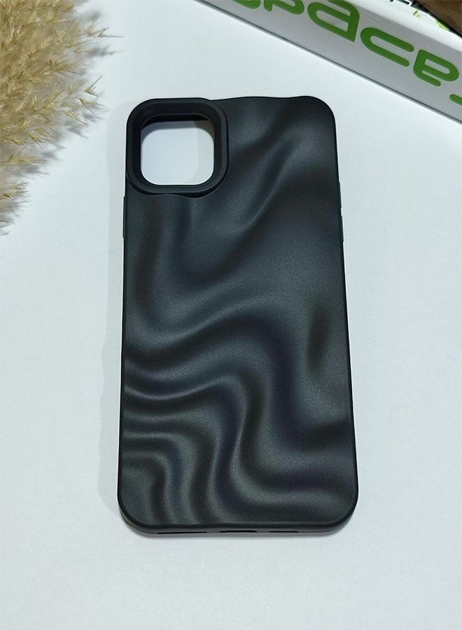 Premium Matte Case Compatible with iPhone 11 Pro Max, Featuring a 3D Wave Design, Durable Material for Shock and Scratch Protection, a Comfortable Feel, and a Stylish Look - Black - Image 3