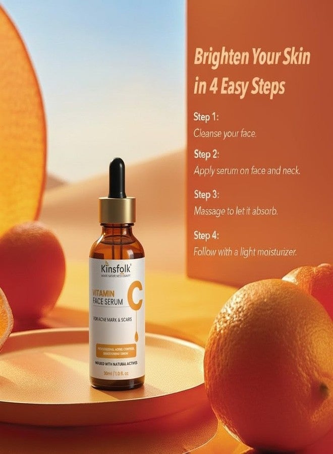 Kinsfolk سيروم كينزفولك بفيتامين سي 30 مل لتفتيح البشرة - طبيعي 100%، يُصحح البقع الداكنة، يُقلل التصبغات، يُضفي إشراقة ونضارة على البشرة - عبوة من قطعتين - Image 3