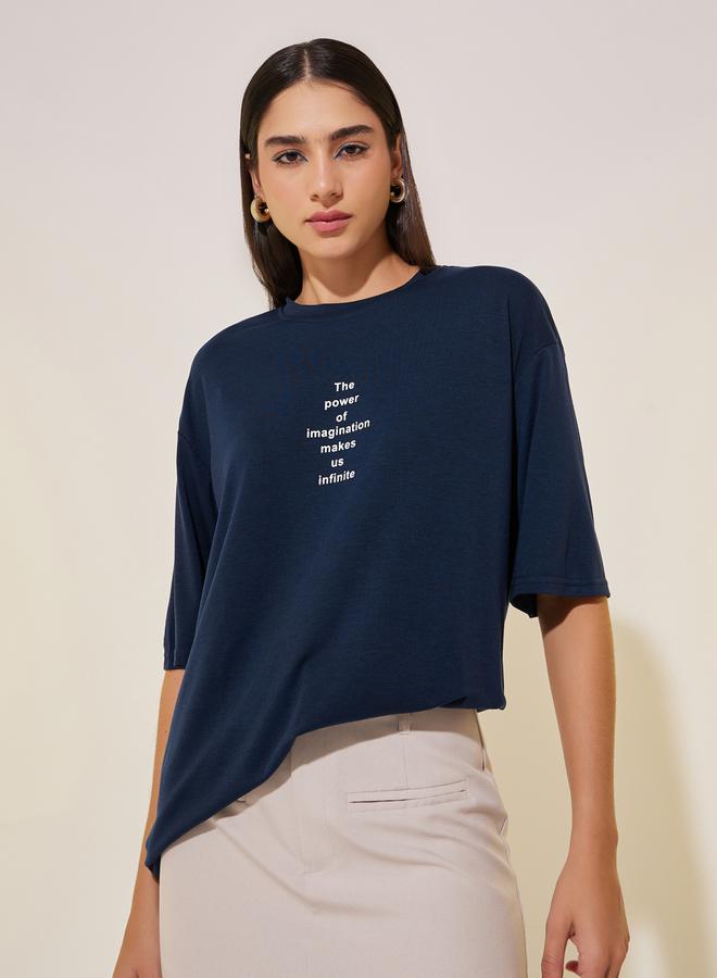 Take Two Slogan Print Short Sleeve Oversized T-Shirt - Image 1