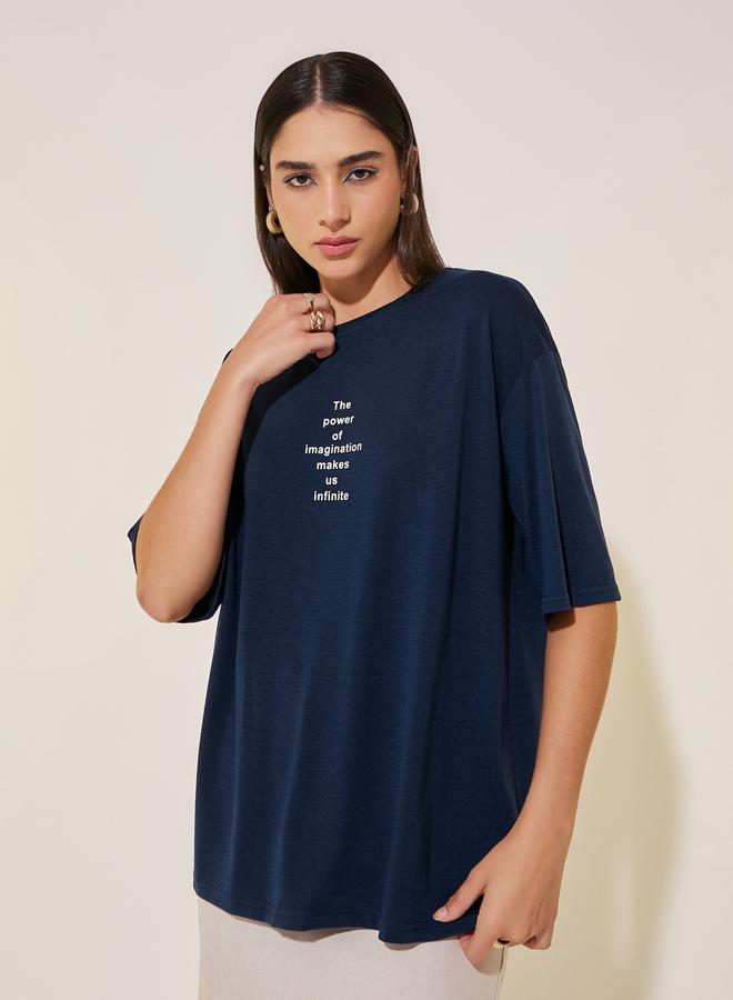 Take Two Slogan Print Short Sleeve Oversized T-Shirt - Image 3