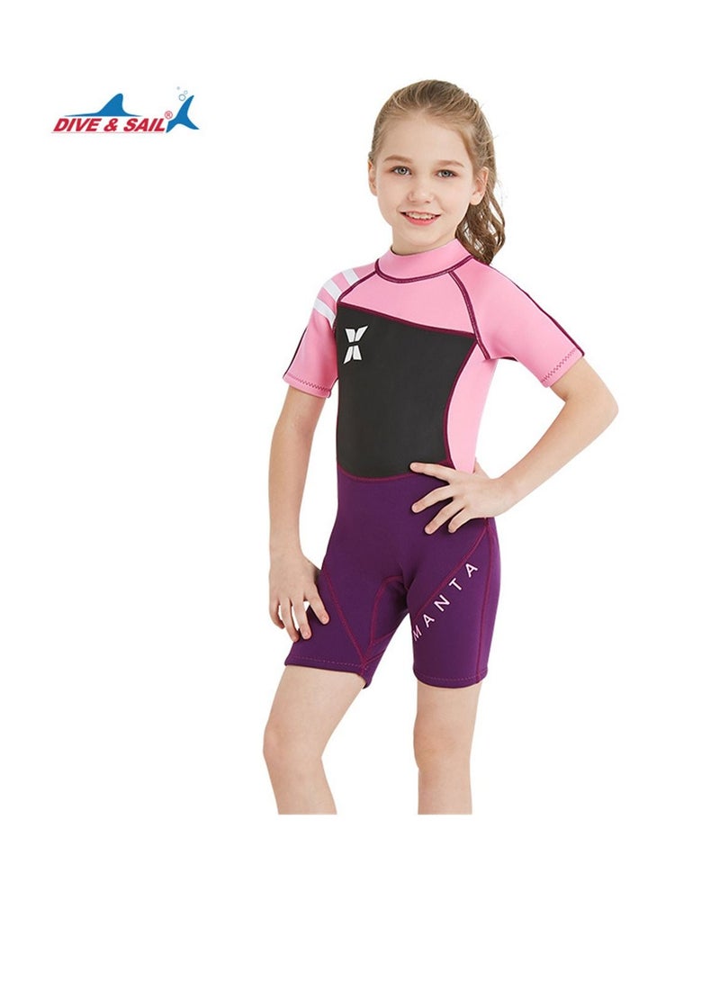DIVE & SAIL Keep Warm Children Diving Suit Three-layer High Elastic Wetsuit For Girls Purple - Image 1